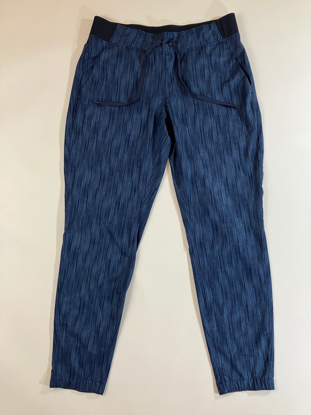 Athleta Stride Midtown Women 6 Blue Ankle Pants Drawstring Zip Pockets 346477